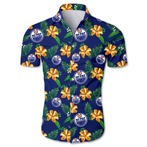 NHL Edmonton Oilers Tropical Flower Hawaiian Shirt