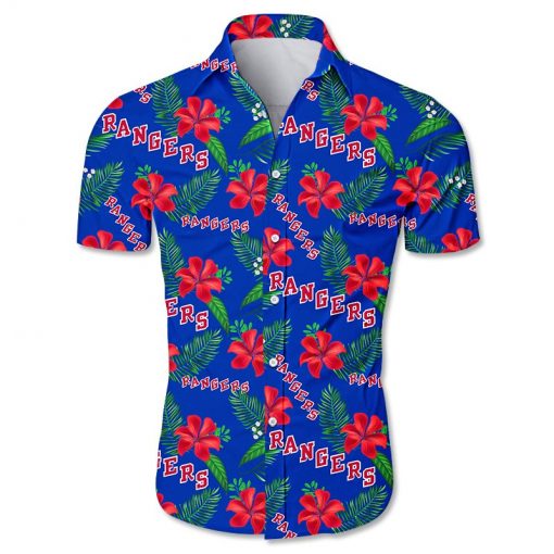 NHL New York Rangers Tropical Flower Hawaiian Shirt