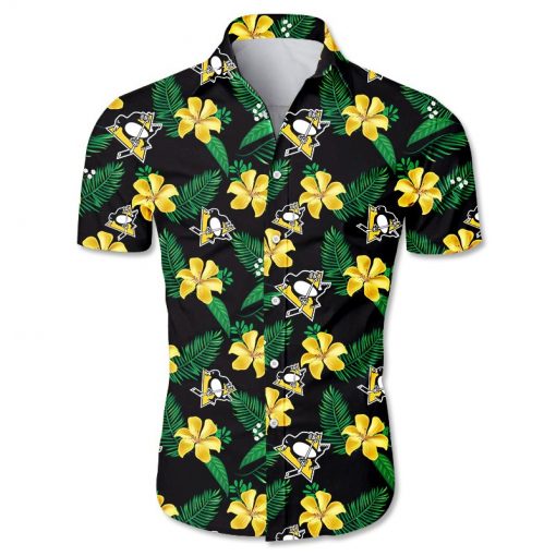 NHL Pittsburgh Penguins Tropical Flower Hawaiian Shirt