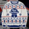 Pabst Blue Ribbon Beer Lights And Snow Christmas 3D Sweater