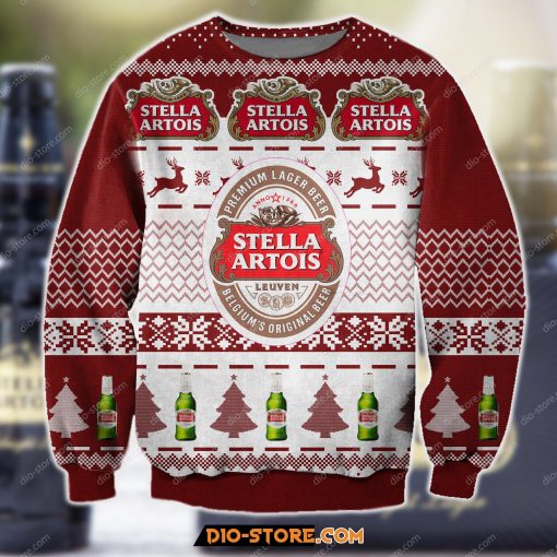 Stella Artois Beer Pine And Bottles Pattern Christmas 3D Sweater