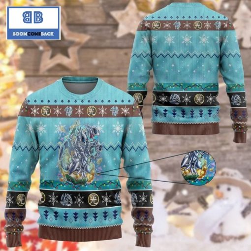 Blue Eyes Toon Ultimate Dragon Yu Gi Oh Anime Custom Imitation Knitted Christmas 3d Sweater