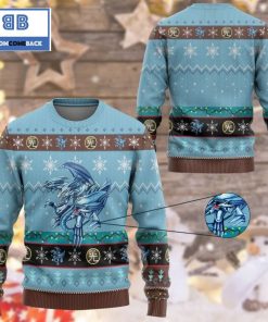 blue eyes ultimate white dragon yu gi oh anime custom imitation knitted ugly christmas sweater 3 8rHxG