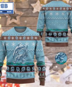 blue eyes white dragon yu gi oh anime custom imitation knitted ugly christmas sweater 2 SvnPo