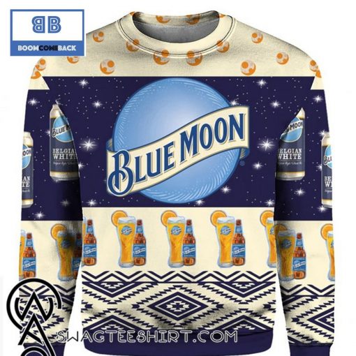 Blue Moon Belgian White Beer Christmas 3D Sweater