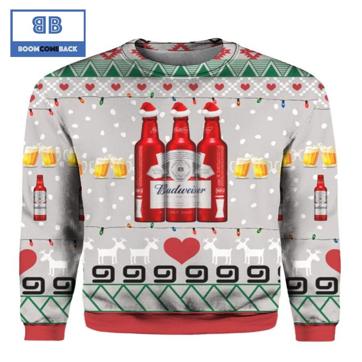 Budweiser Beer Red Christmas 3D Sweater