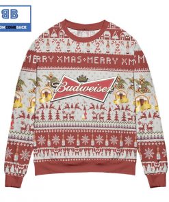 budweiser reindeer and snowflake pattern christmas 3d sweater 2 Hh0Fn