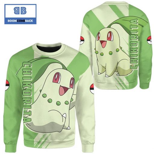 Chikorita Pokemon Anime Christmas 3D Sweatshirt