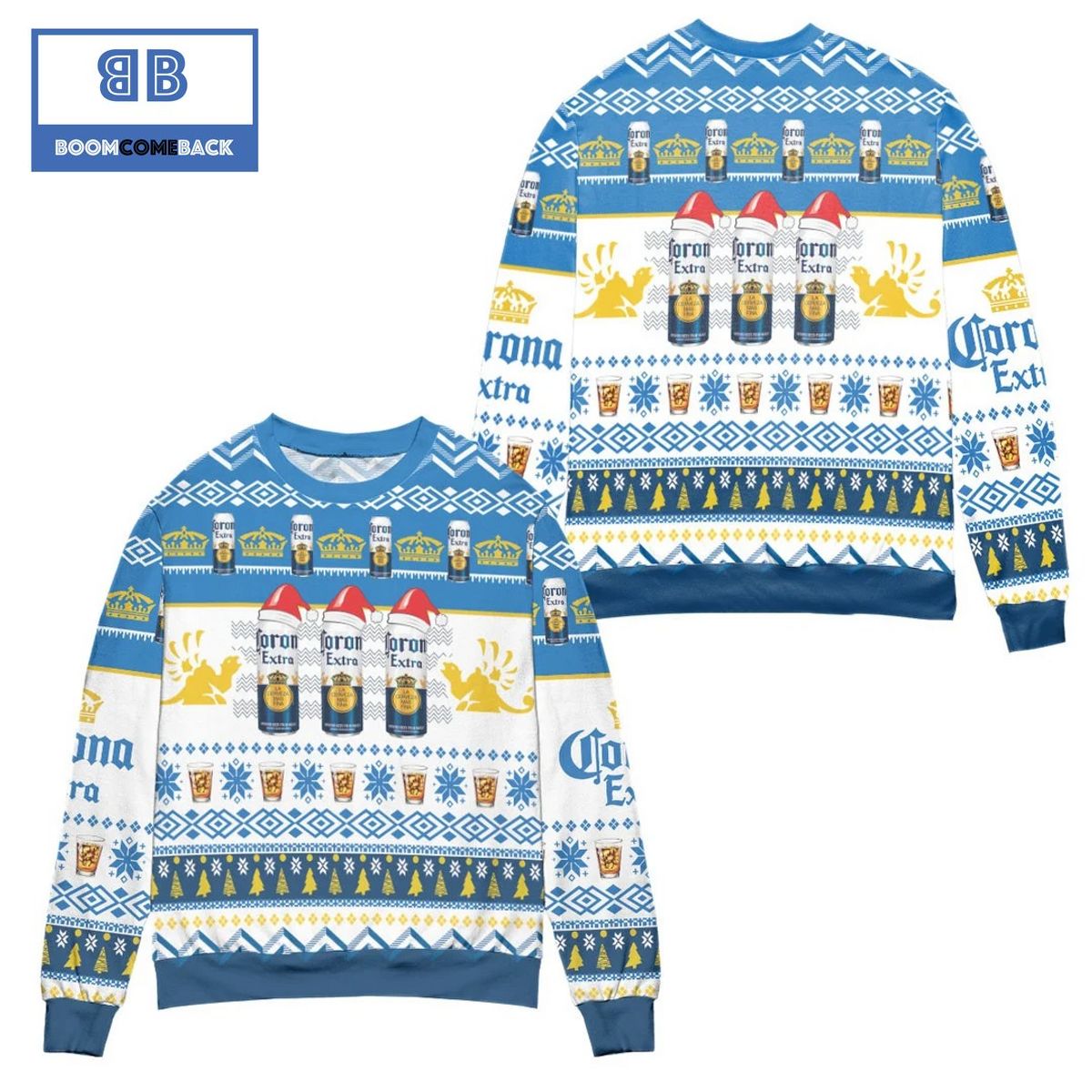 Corona Extra Beer Can Pattern Christmas 3D Sweater