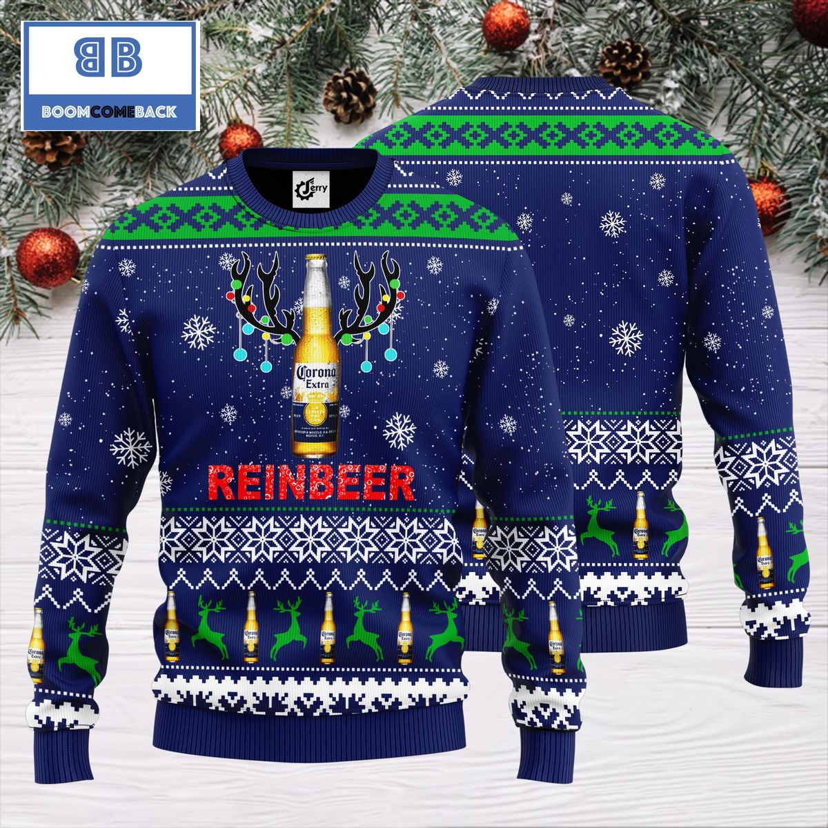 Corona Extra Reinbeer Christmas 3D Sweater