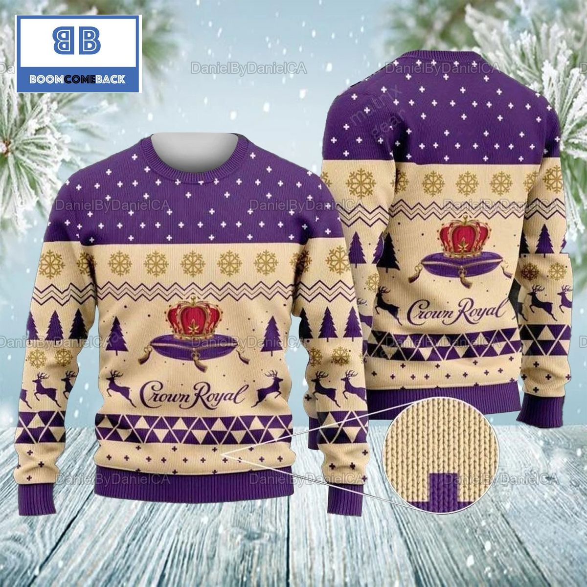 Crown Royal Whisky Christmas Beige 3D Sweater