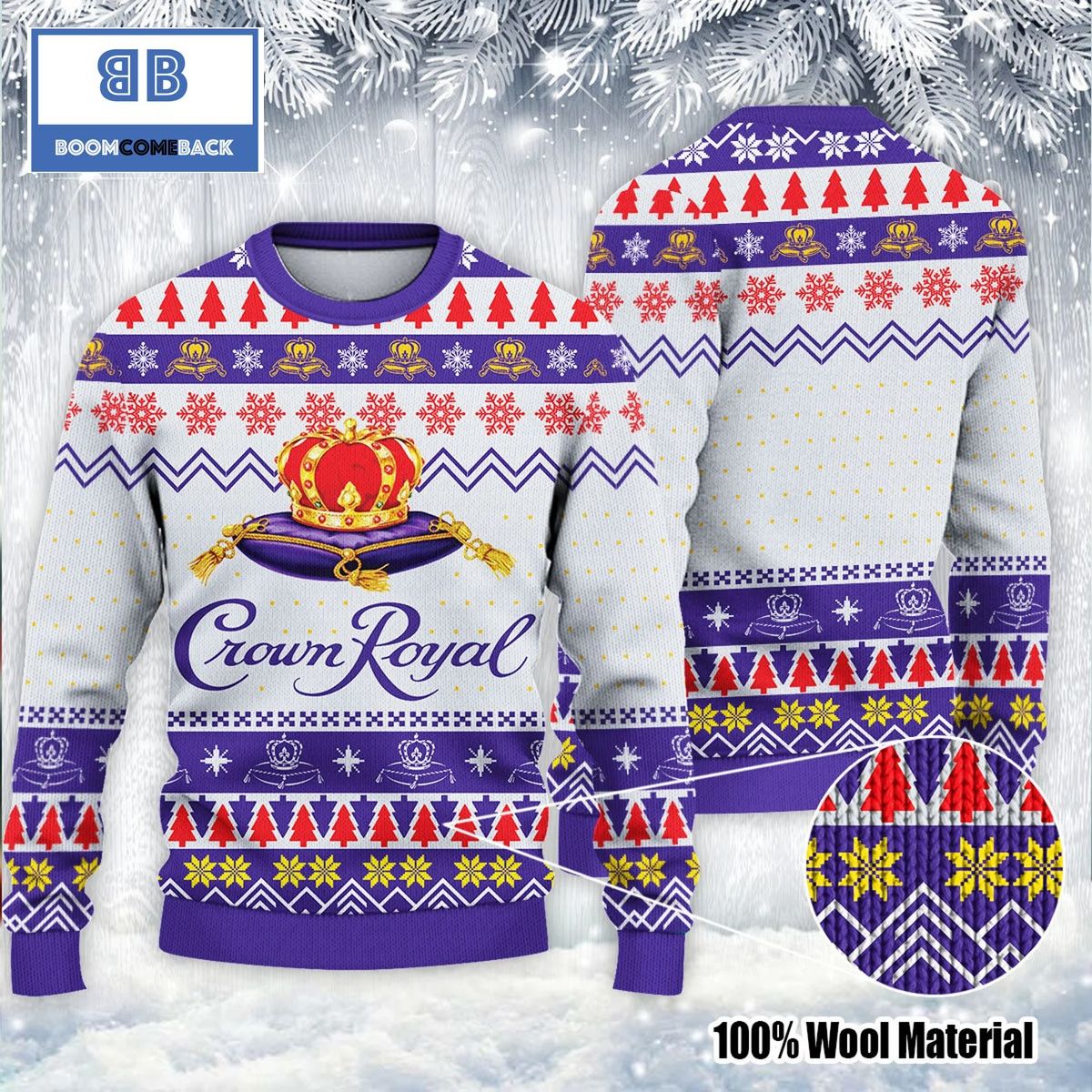 Crown Royal Whisky Christmas White 3D Sweater