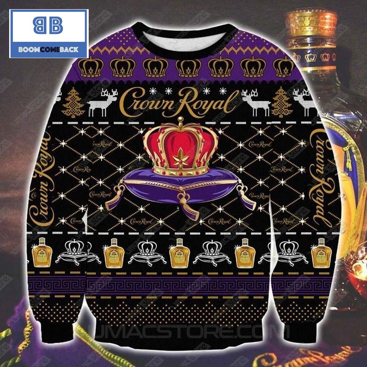 crown royal whisky wine christmas 3d sweater 1 bowPk