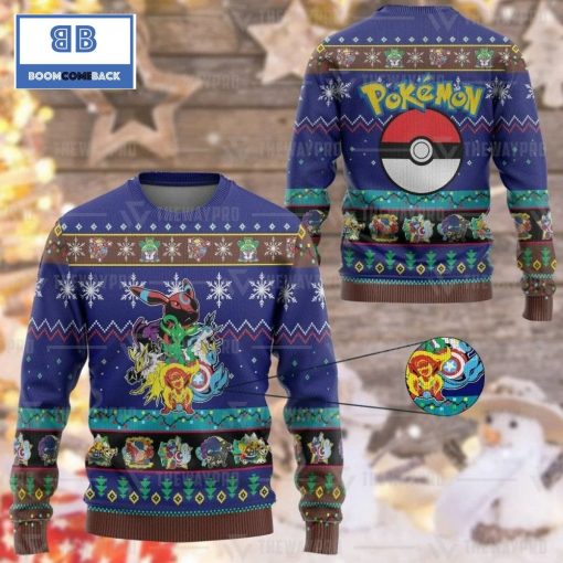 Eevengers Pokemon Anime Custom Imitation Knitted Ugly Christmas Sweater