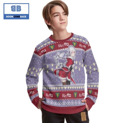 Emilia Re Zero Anime Christmas Custom Knitted 3D Sweater