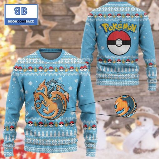 Evolution Charizard Pokemon Anime Custom Imitation Knitted Ugly Christmas Sweater
