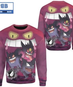 Evolution Gengar Pokemon Anime Christmas 3D Sweatshirt