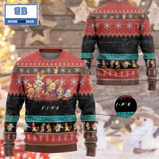 Fire Pokemon Anime Custom Imitation Knitted Ugly Christmas Sweater