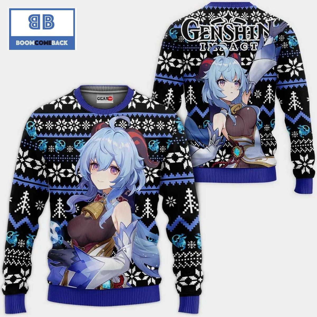 Ganyu Genshin Impact Anime Christmas 3D Sweater