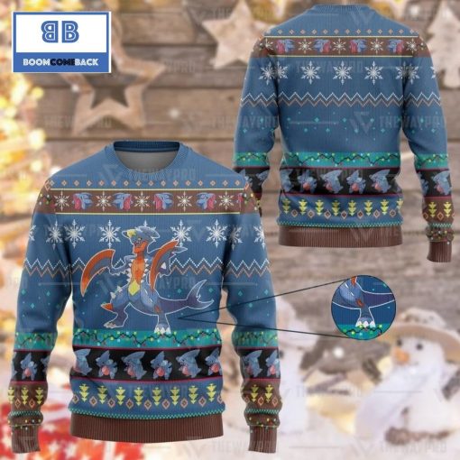 Garchomp Pokemon Anime Custom Imitation Knitted Ugly Christmas Sweater