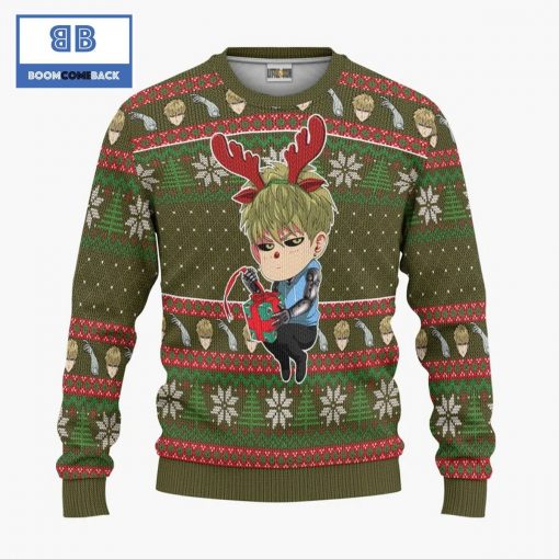 Genos One Punch Man Anime Christmas Custom Knitted 3D Sweater