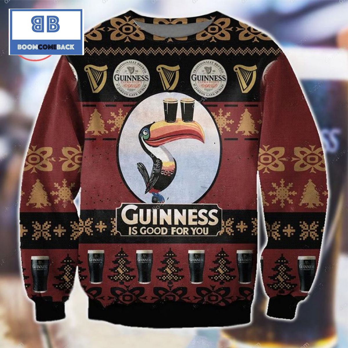Guinness Toucan Beer Is Good For You Christmas 3D Sweater