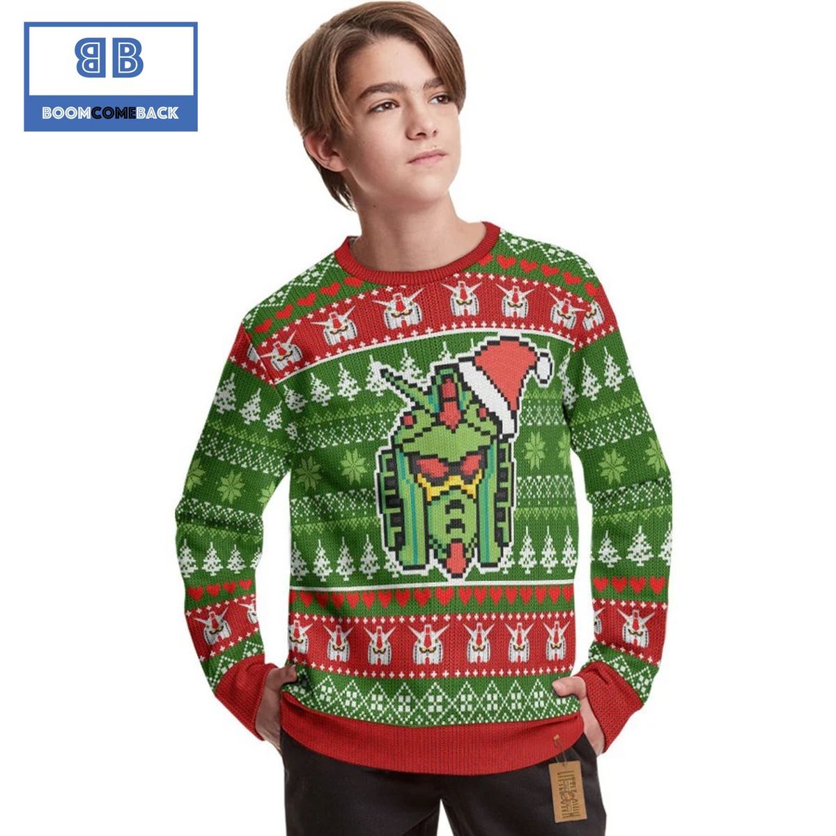 Gundam Pixel Anime Christmas Custom Knitted 3D Sweater