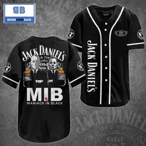 Jack Daniel Horror MIB Maniacs In Black Halloween Baseball Jersey