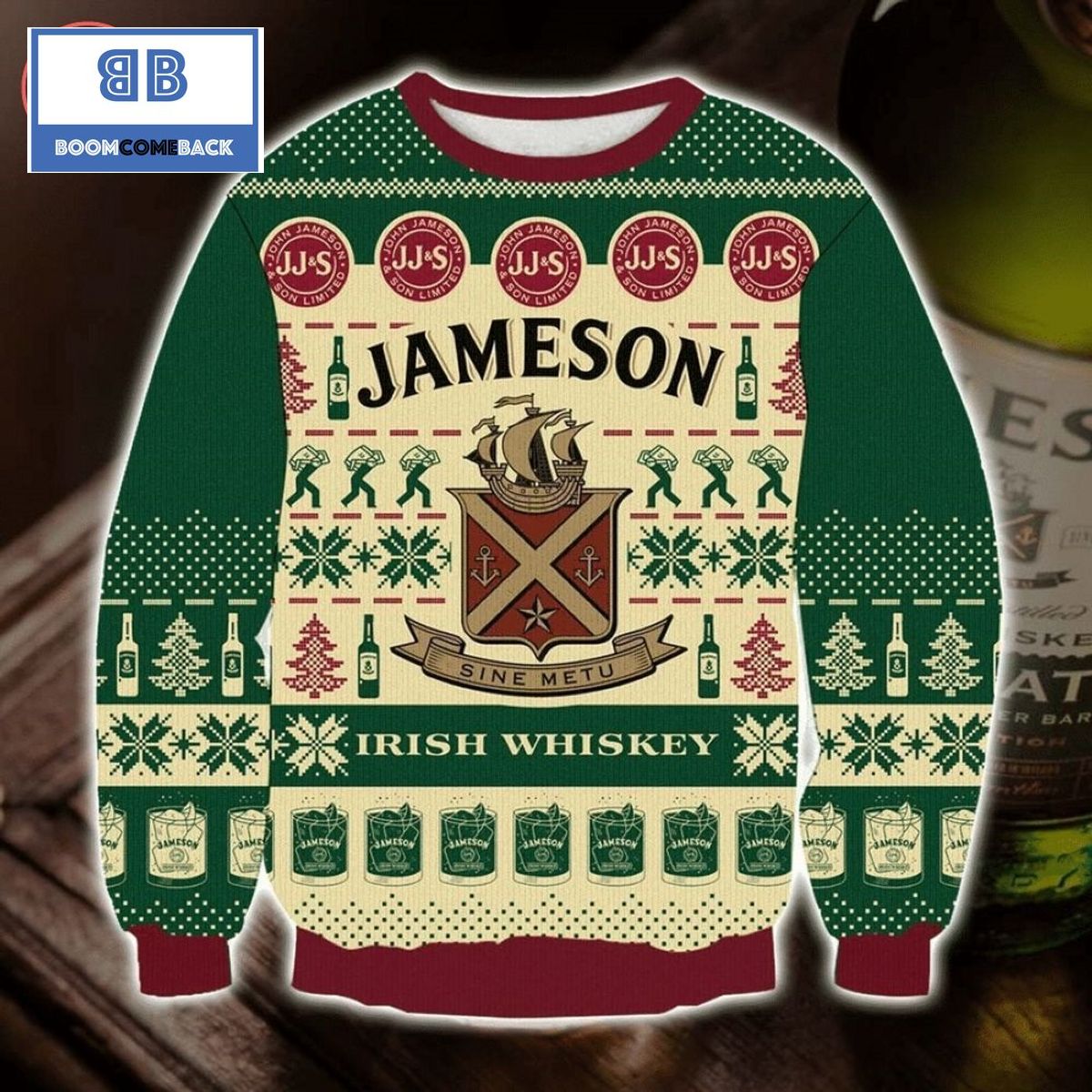 Jameson Irish Whiskey Christmas 3D Sweater