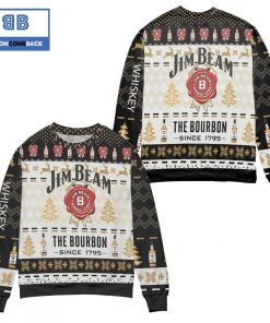 jim beam bourbon whisky christmas since 1795 pine tree pattern 3d sweater 3 Is4V9
