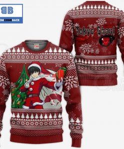 ken kaneki santa tokyo ghoul anime ugly christmas sweater 2 pynup