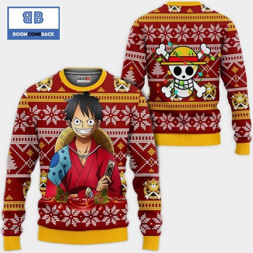 Luffy Wano One Piece Anime Christmas 3D Sweater