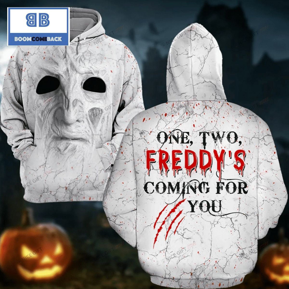Michael Myers One Two Freddy's Coming For You Hoodie Halloween 3D Hoodie