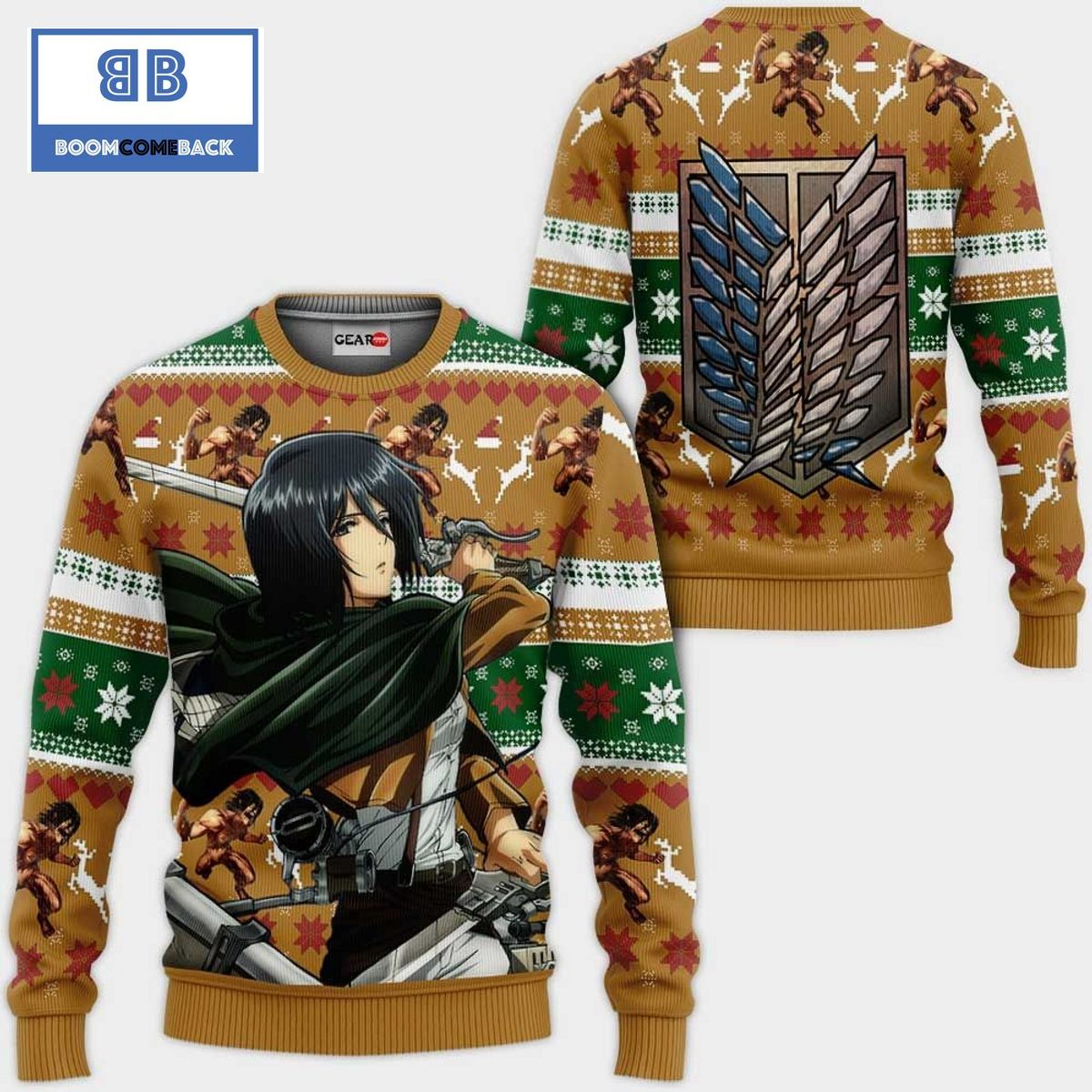Mikasa Ackerman Attack On Titan Anime Christmas 3D Sweater