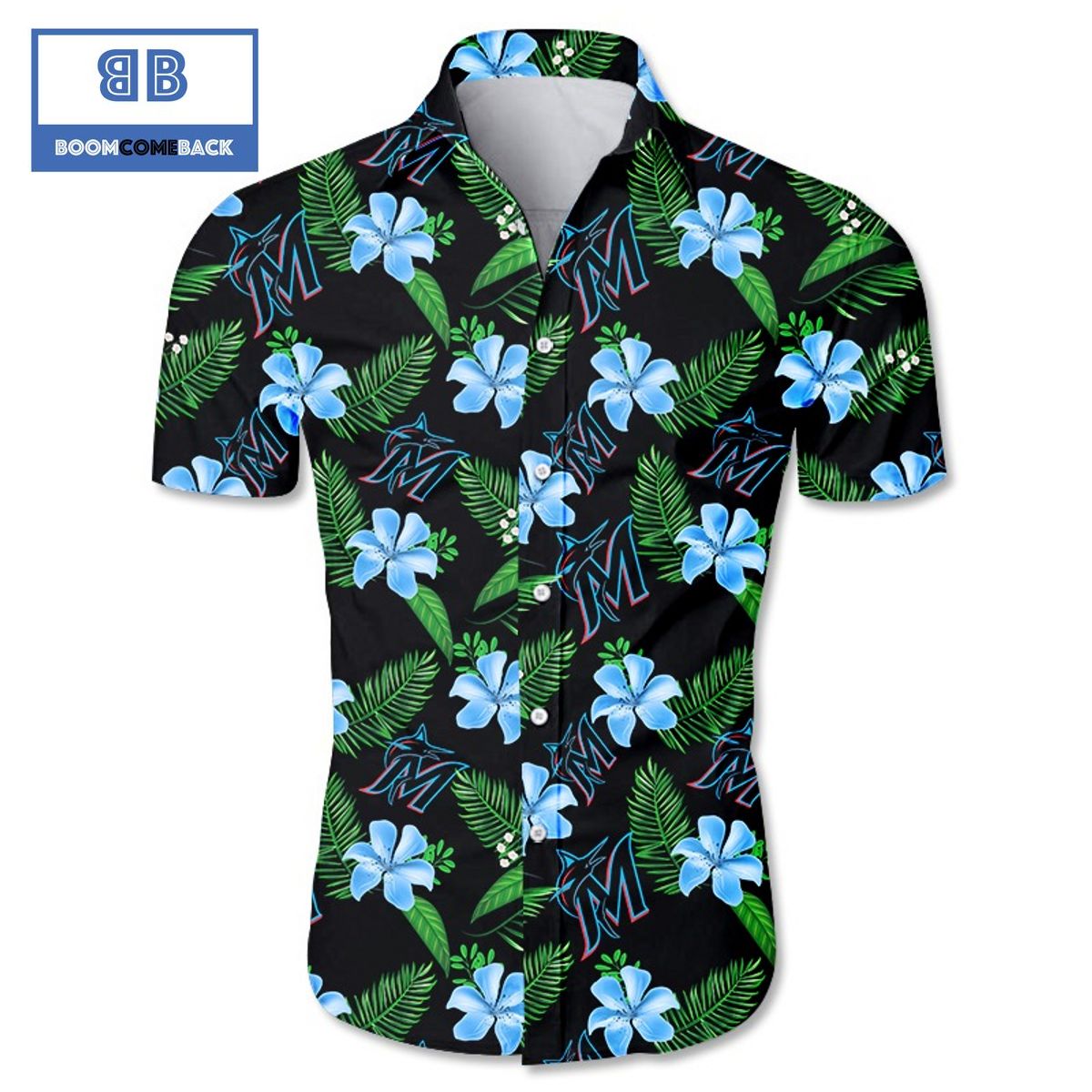 MLB Miami Marlins Tropical Flower Hawaiian Shirt
