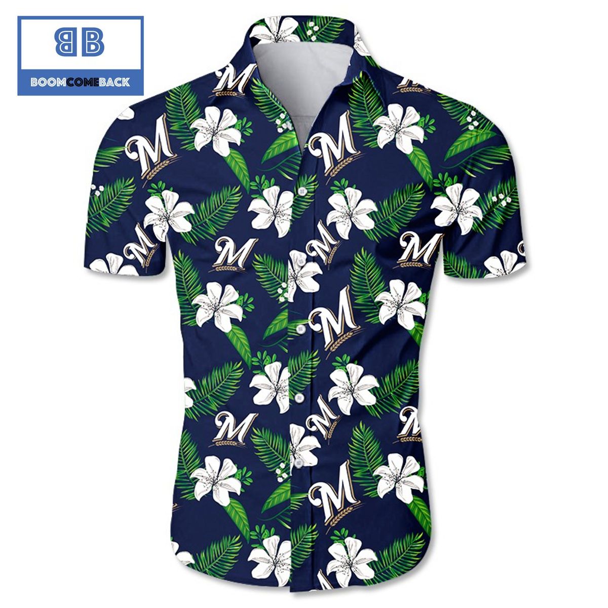 MLB Milwaukee Brewers Tropical Flower Hawaiian Shirt