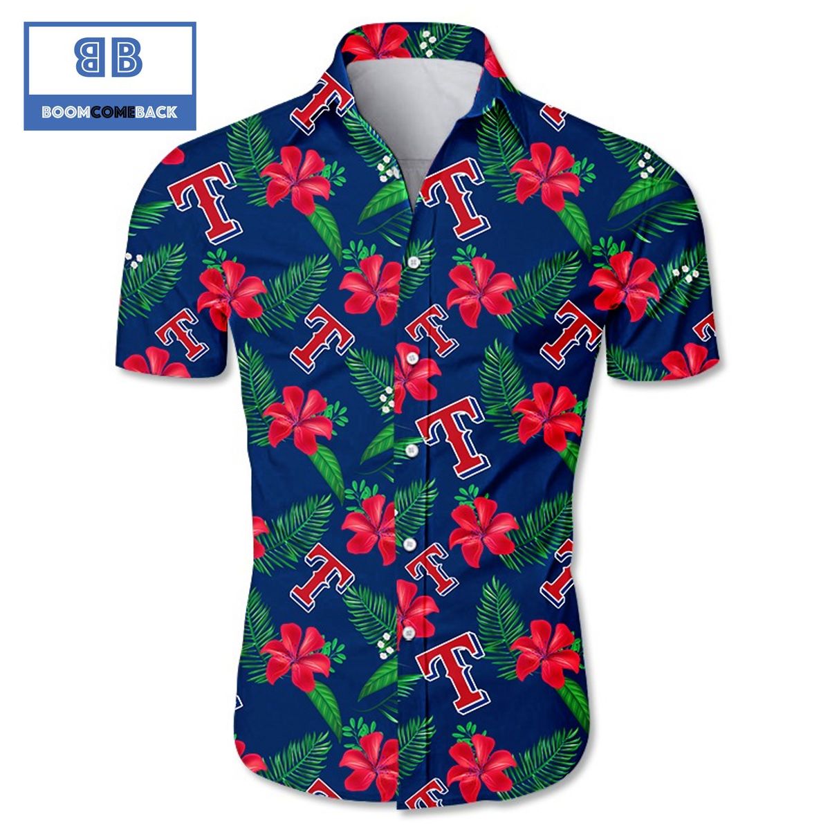MLB Texas Rangers Tropical Flower Hawaiian Shirt