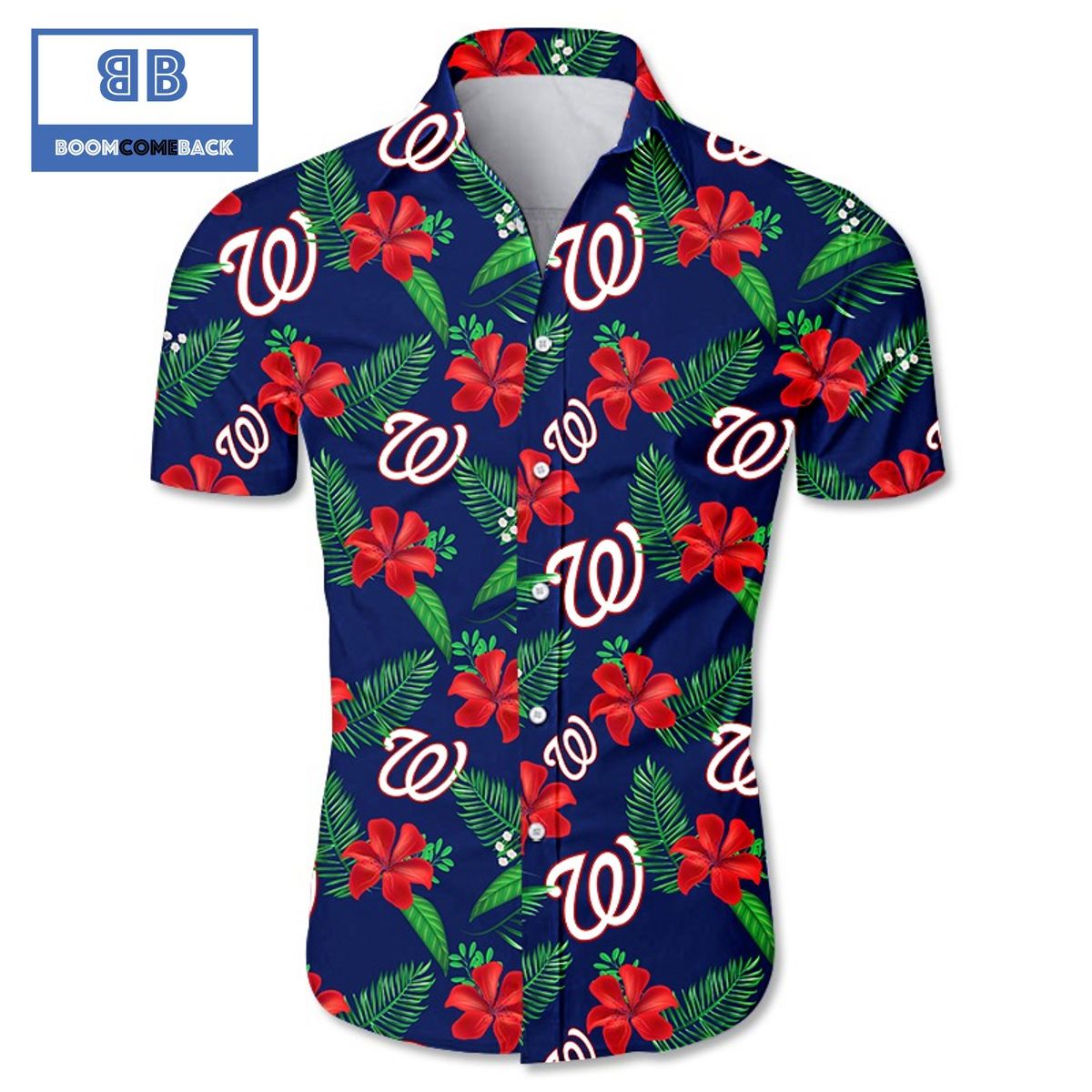 MLB Washington Nationals Tropical Flower Hawaiian Shirt
