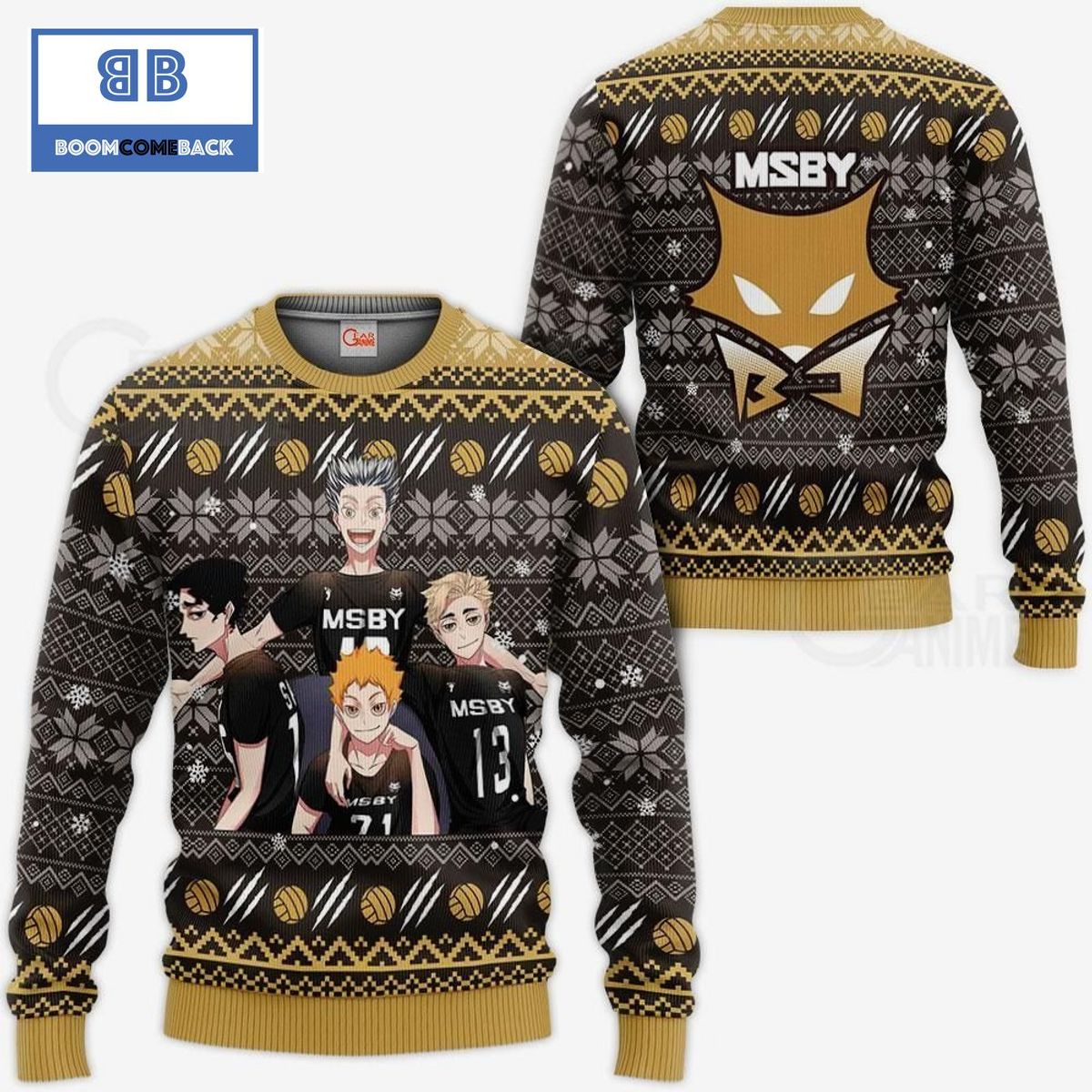 MSBY Black Jackals Haikyuu Anime Ugly Christmas Sweater