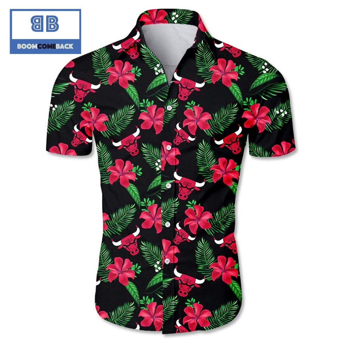 NBA Chicago Bulls Tropical Flower Hawaiian Shirt