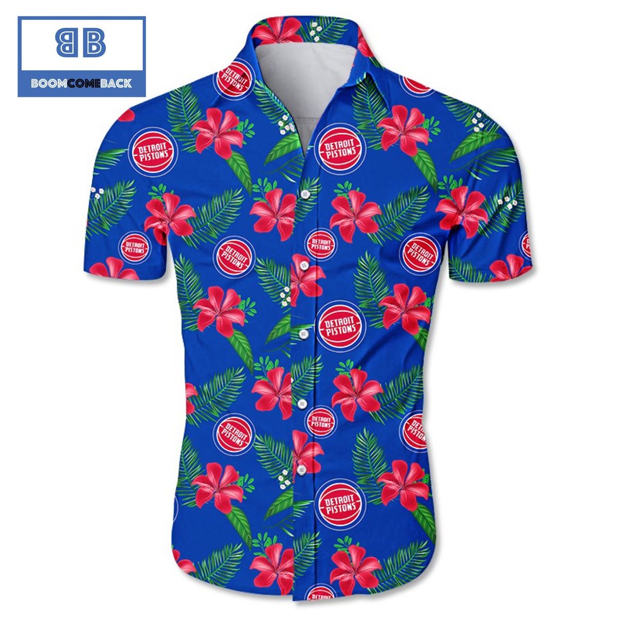 NBA Detroit Pistons Tropical Flower Hawaiian Shirt