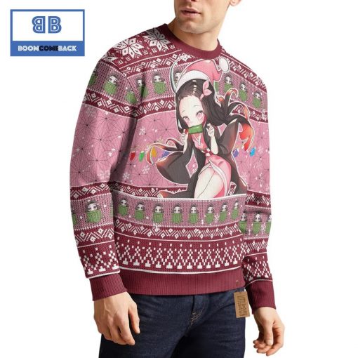Nezuko Kamado Cute Demon Slayer Anime Christmas Custom Knitted 3D Sweater