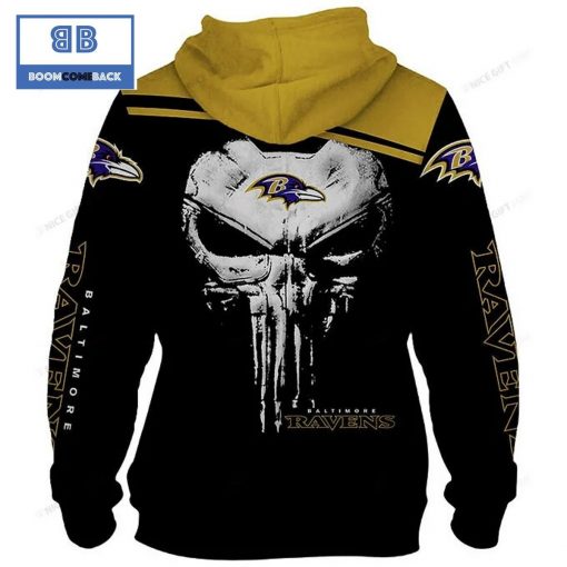 NFL Baltimore Ravens Skull 3D Hoodie