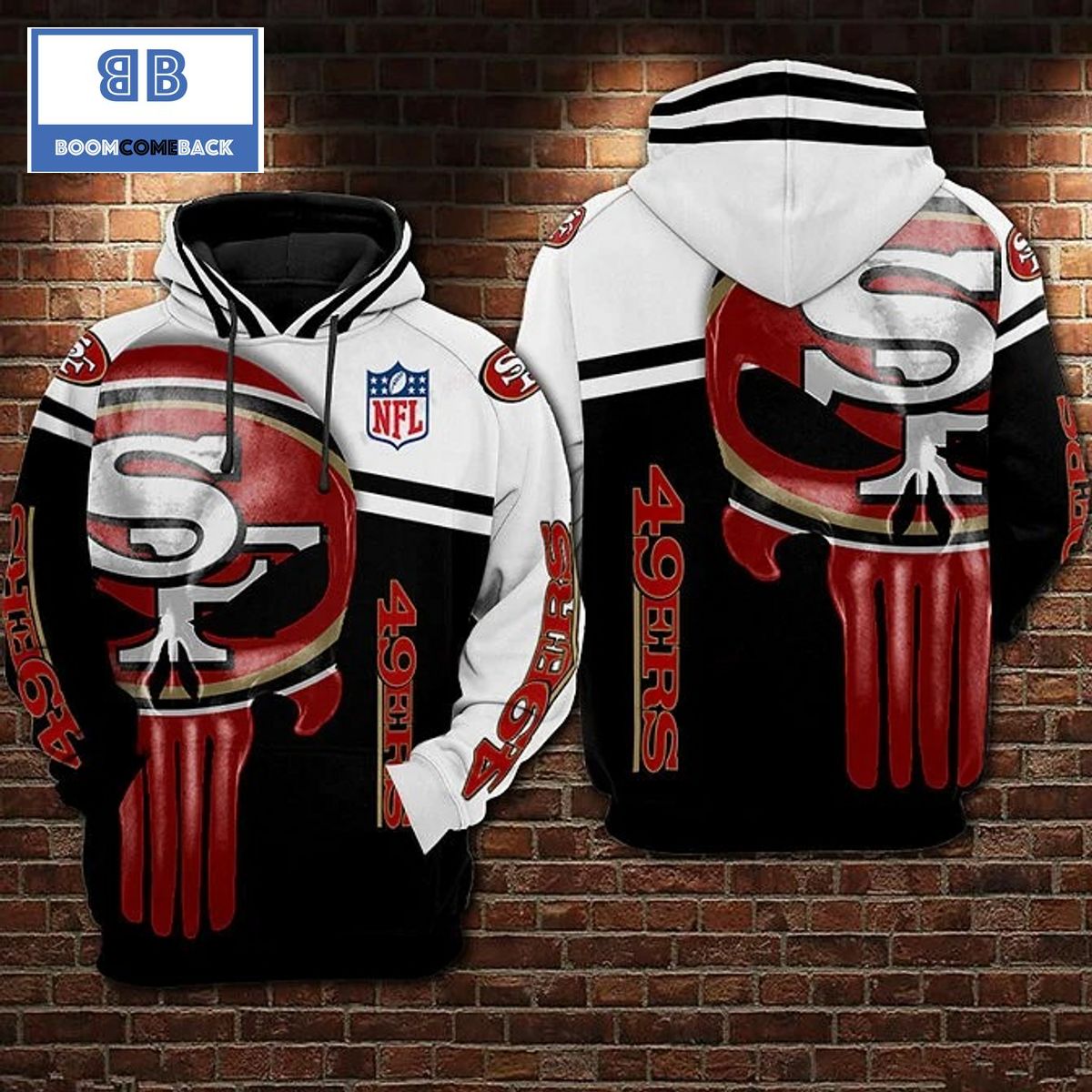 NFL San Francisco 49ers Red Skull 3D Hoodie