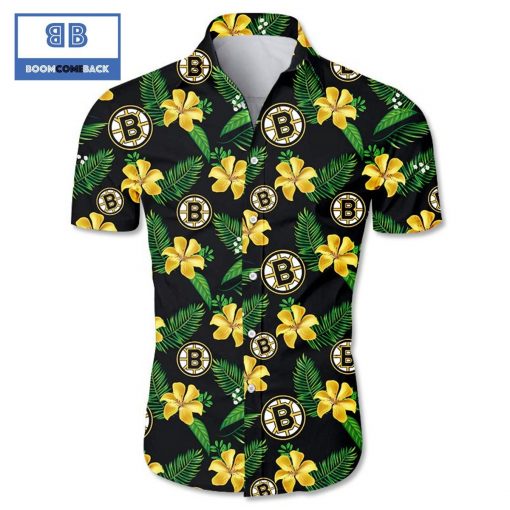 NHL Boston Bruins Tropical Flower Hawaiian Shirt