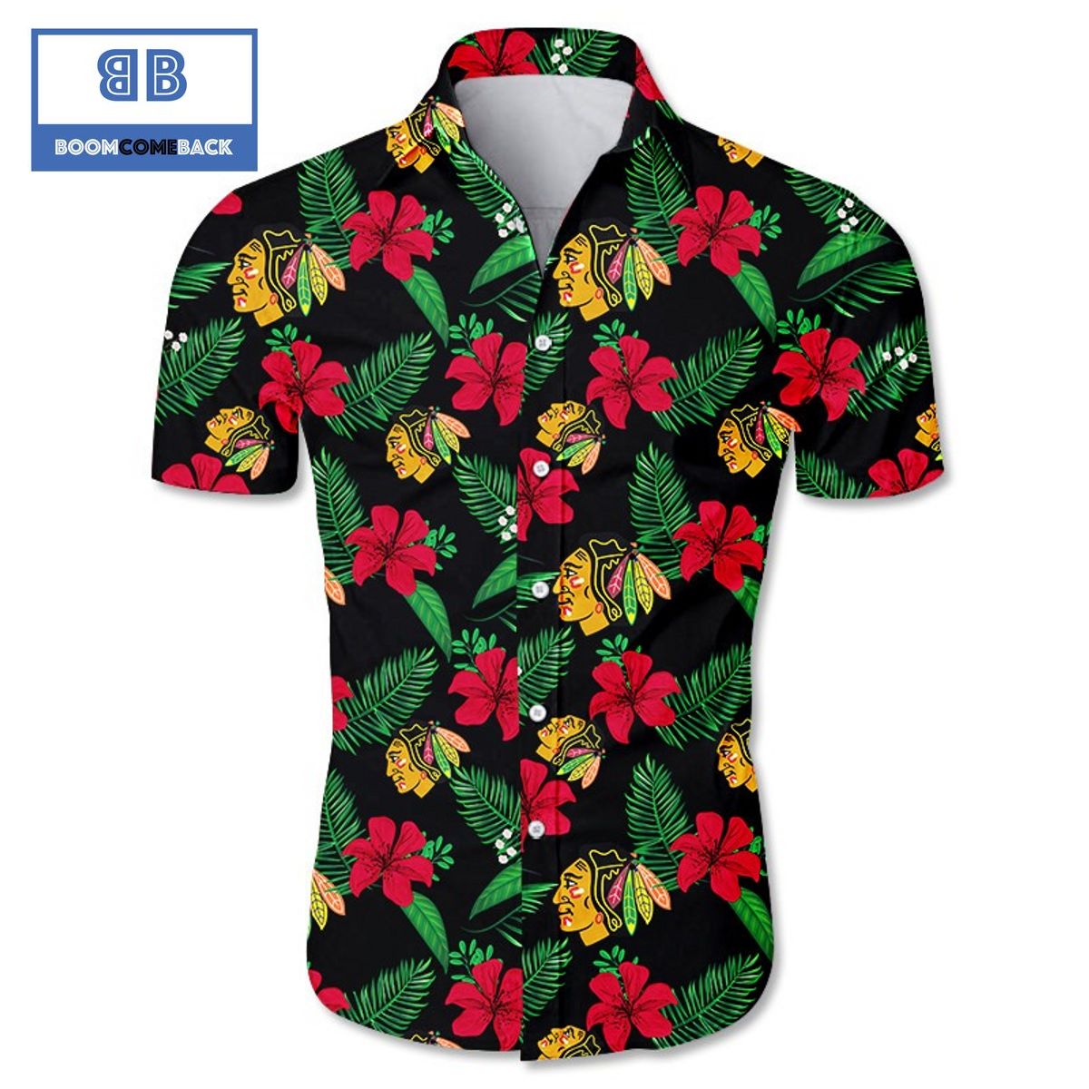 NHL Chicago Blackhawks Tropical Flower Hawaiian Shirt