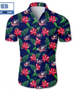 nhl columbus blue tropical flower hawaiian shirt 2 JM3RH