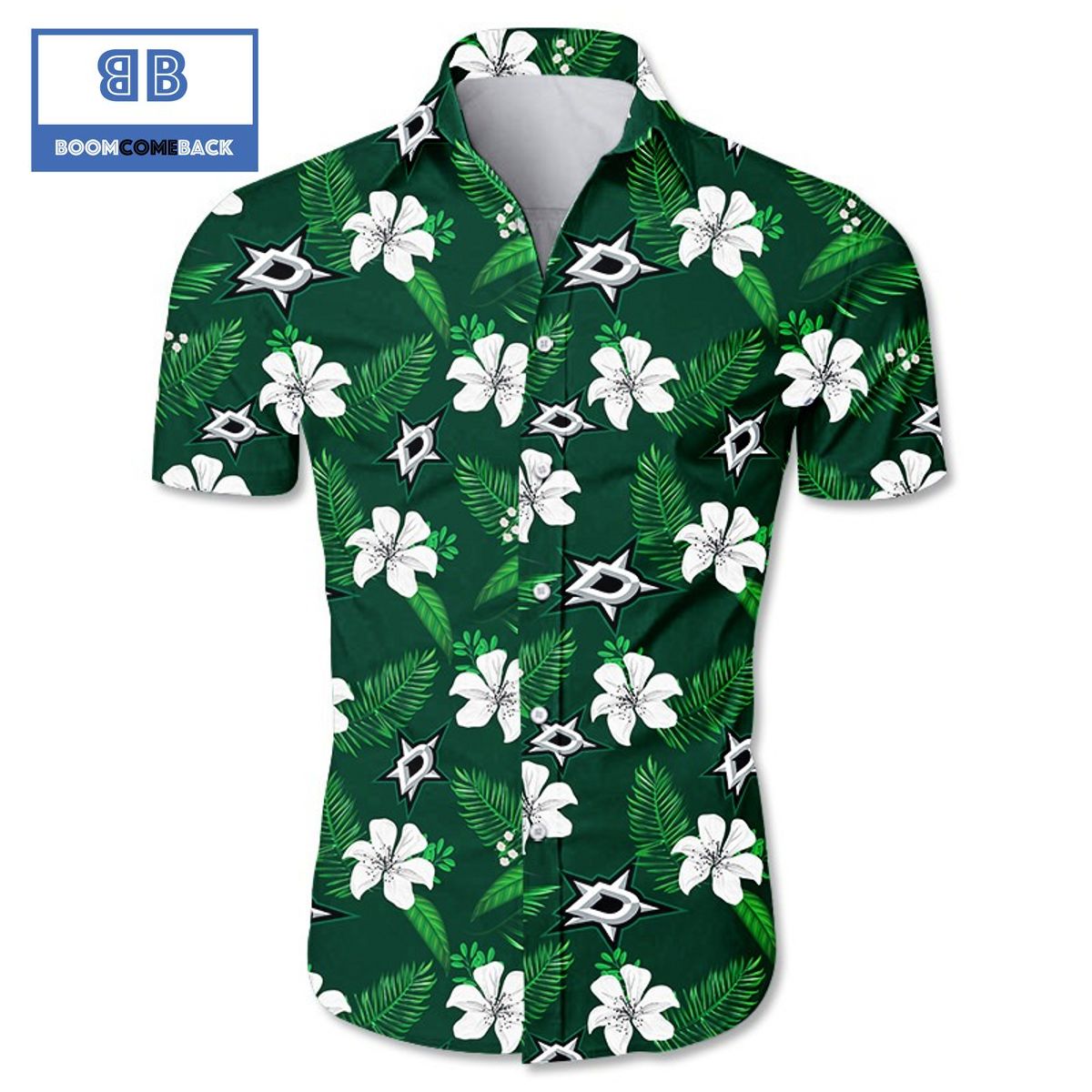 NHL Dallas Stars Tropical Flower Hawaiian Shirt