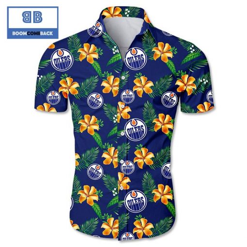 NHL Edmonton Oilers Tropical Flower Hawaiian Shirt