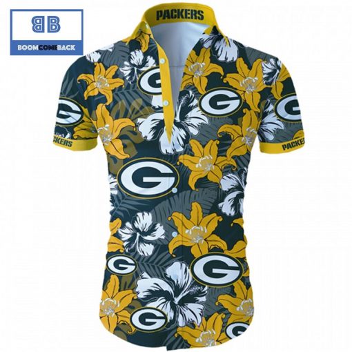NHL Green Bay Packers Tropical Flower Hawaiian Shirt
